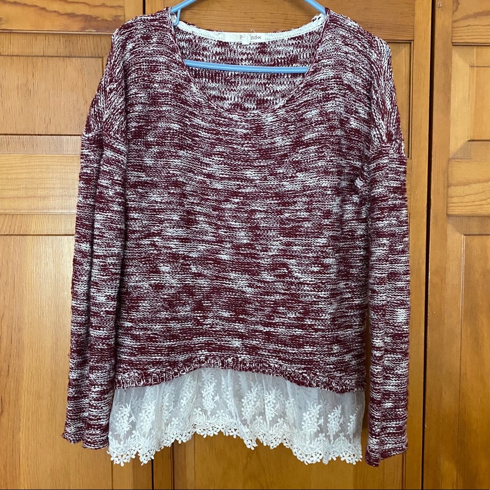 Maroon and Cream Patterned Sweater